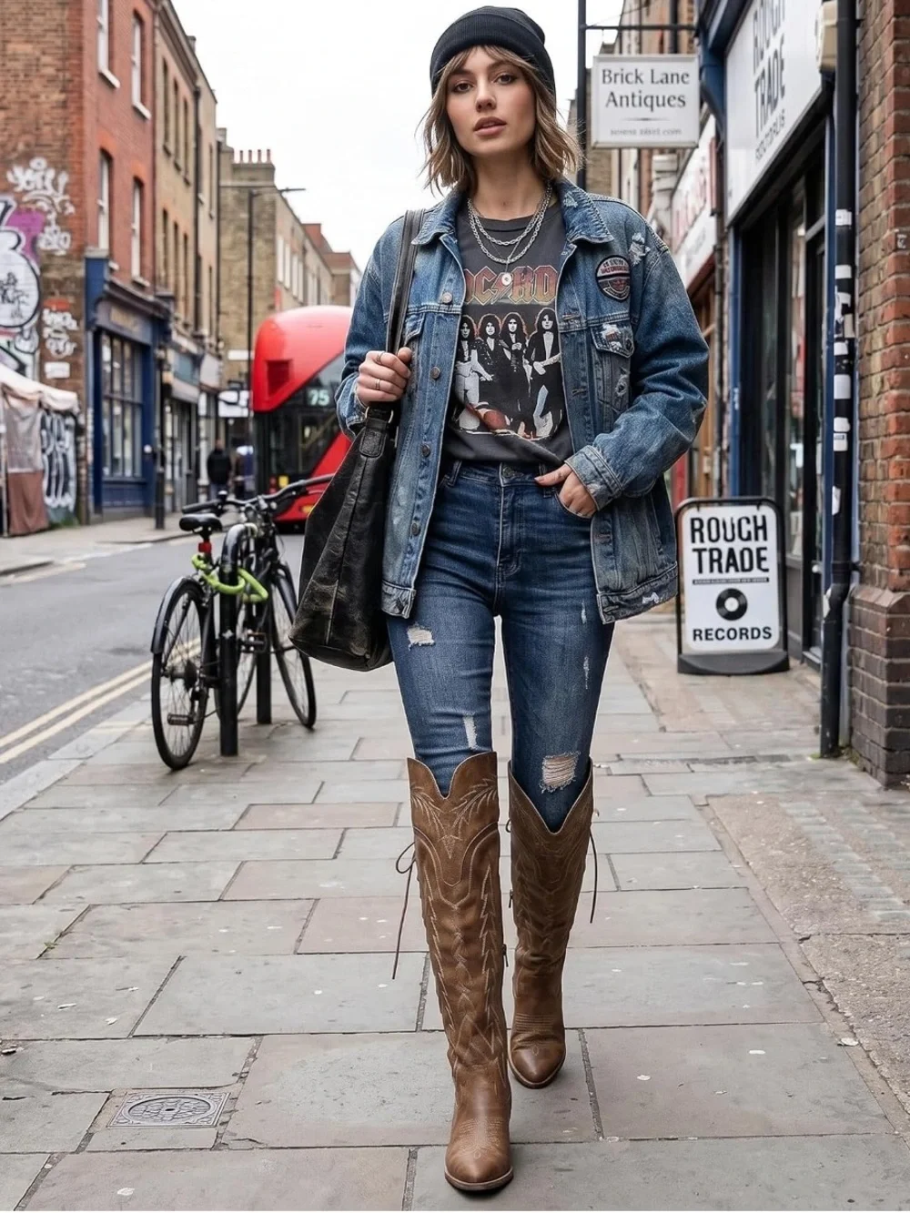 Brown Lace-Up Western Over Knee Boots